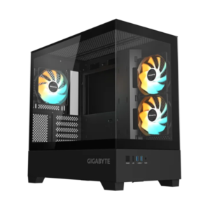 Gabinete Gigabyte C201 Panoramic TG x2 Mid-Tower Fan ARGB x3 Black