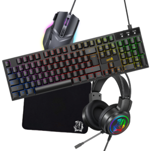Combo Gamer Raptor Teclado Membrana 104 teclas + Mouse RGB 7200dpi + Mouse Pad S + Auricular 3.5