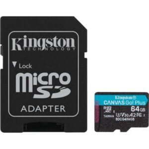 MicroSD KINGSTON 64GB c/Adap Canvas GO! Plus Gen4 (4K Camara-Drones)